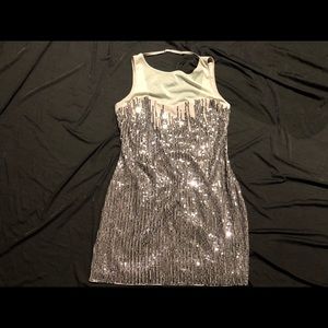 New Guess Women Sequin silver party dress S